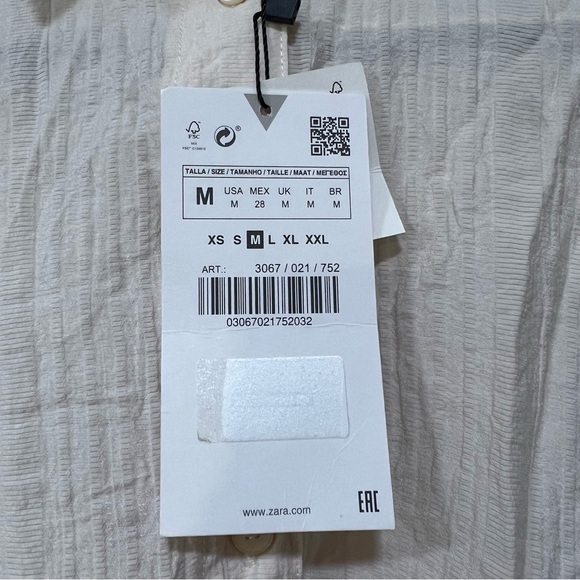 NWT Zara Wrinkled Look Shirt Beige Button Up Open Back Women’s Size Medium Linen - Picture 5 of 10